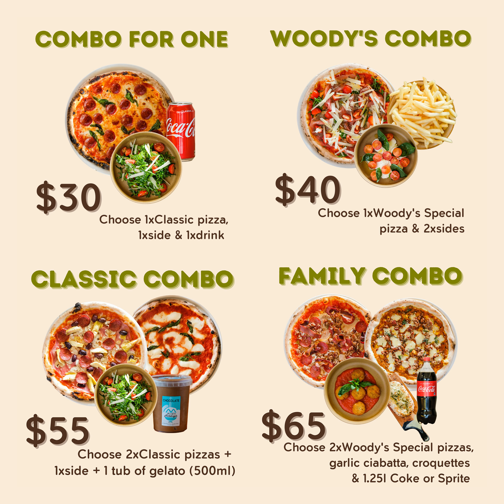 Menu Woody's Pizza & Co